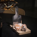 005 KITCHEN [THE LARGE RIVSALT] - stainless steel grater. stand in natural wood. himalayan salt rock. stylish gift pack.