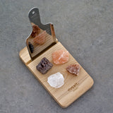 005 KITCHEN [THE LARGE RIVSALT] - stainless steel grater. stand in natural wood. himalayan salt rock. stylish gift pack.